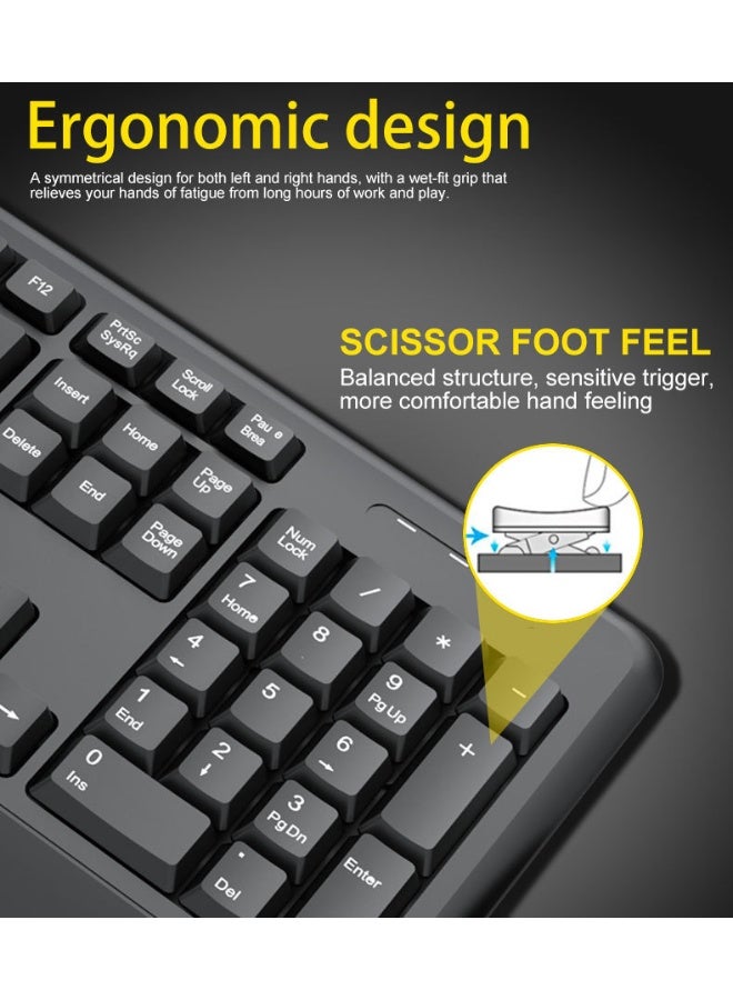 T-WOLF TF100 wireless keyboard and mouse set, full-size 104 key, scissor foot structure+ergonomic layout, made of ABS material, anti slip and wear-resistant - Image 5