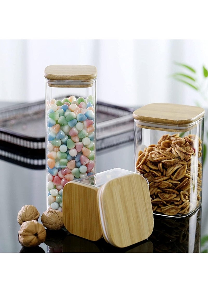 1Chase Set of 5-Borosilicate Square Storage Jar With Bamboo Lid, 1Pcs 1800ML, 2Pcs 1100ML, 2Pcs 900 ML - Image 3