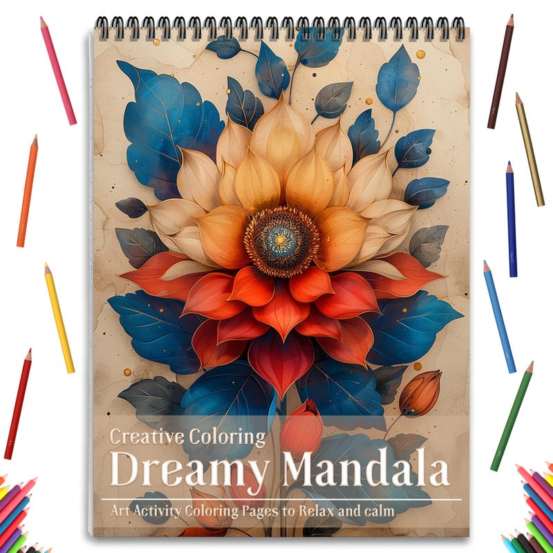 ADEVIAN Mandala and Nature Coloring Books for Adult Women Relaxation Spiral Bound Page Printed Single-Sided Gifts Arts and Crafts for Women to Relax, Anxiety and Depression 24 Colorful Coloring Pages - Image 1
