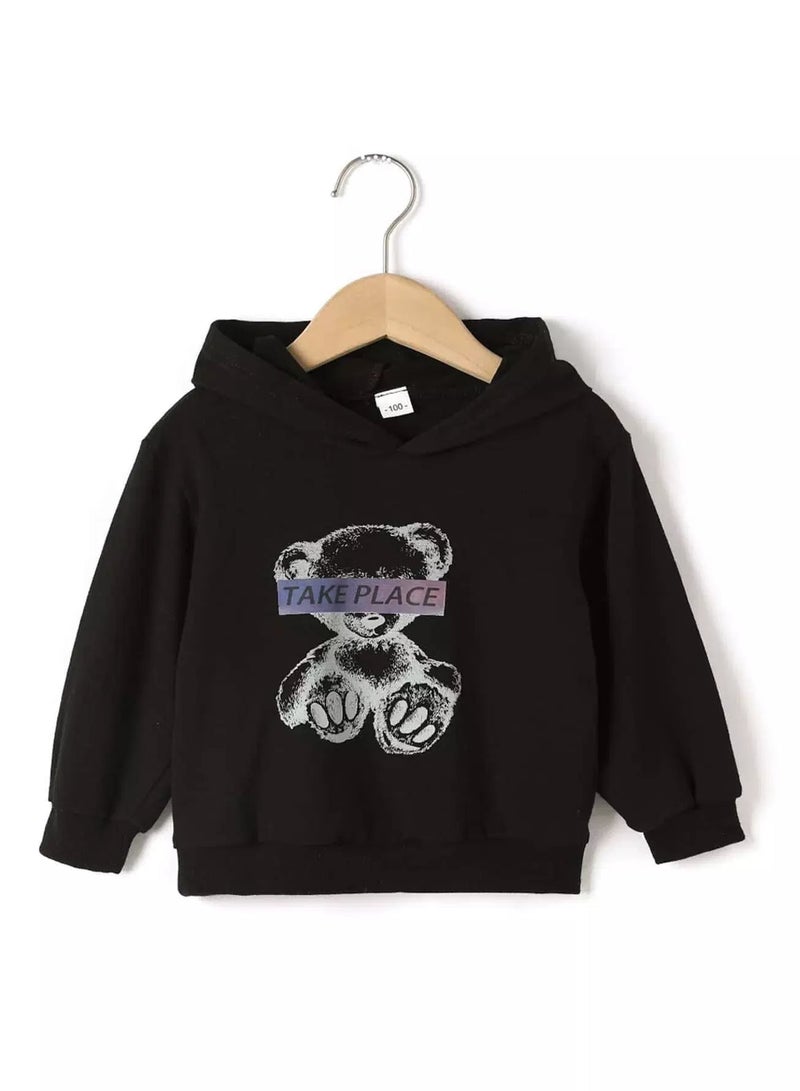 Toddler Boys Bear & Letter Graphic Hoodie  - Image 1