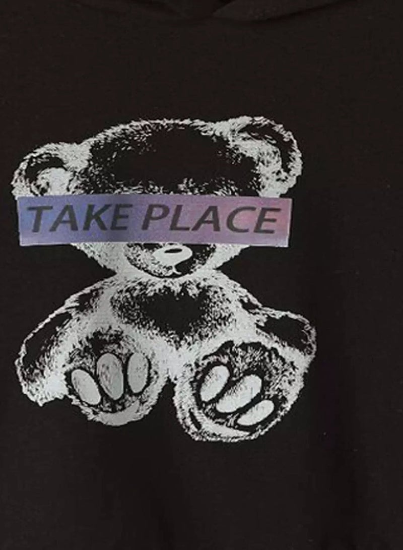 Toddler Boys Bear & Letter Graphic Hoodie  - Image 5