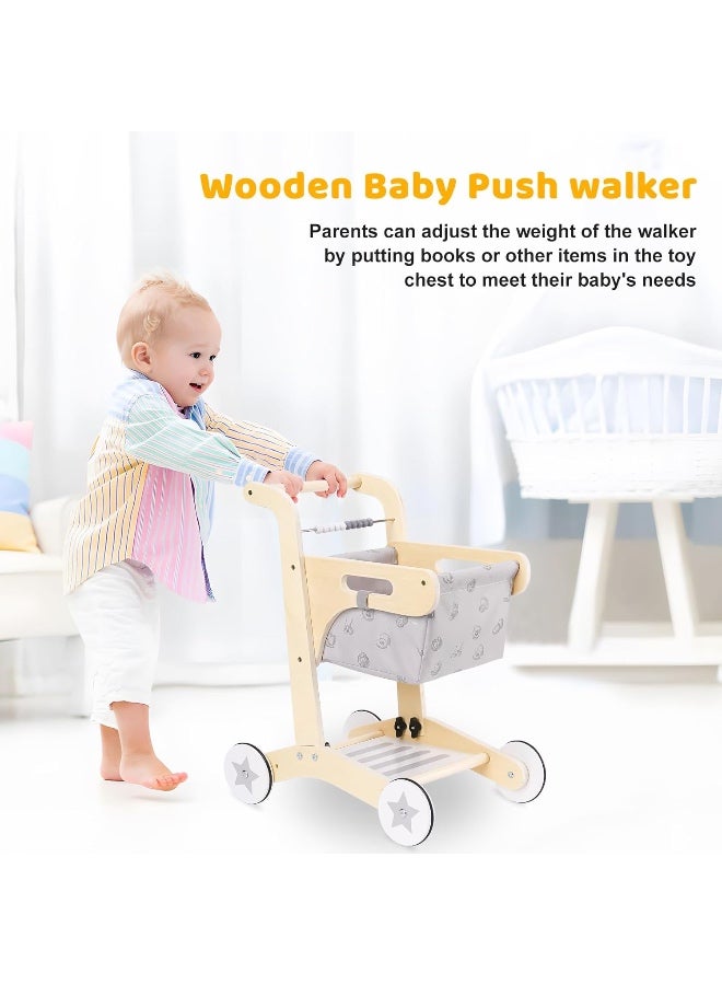 Factory Price Ella Kids Wooden Shopping Trolley with Washable Cart - Image 2