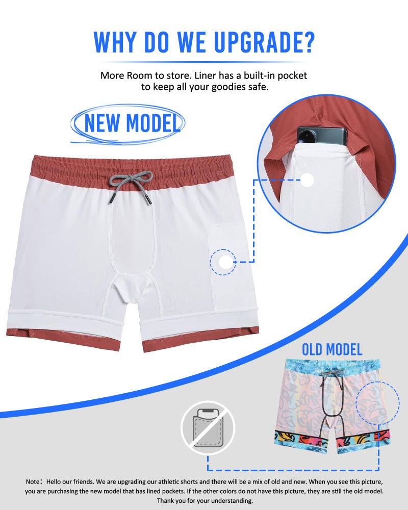 maamgic Mens 5" Gym Running Shorts for Men 2 in 1 Quick Dry Workout Athletic Shorts Antique Red Medium - Image 3