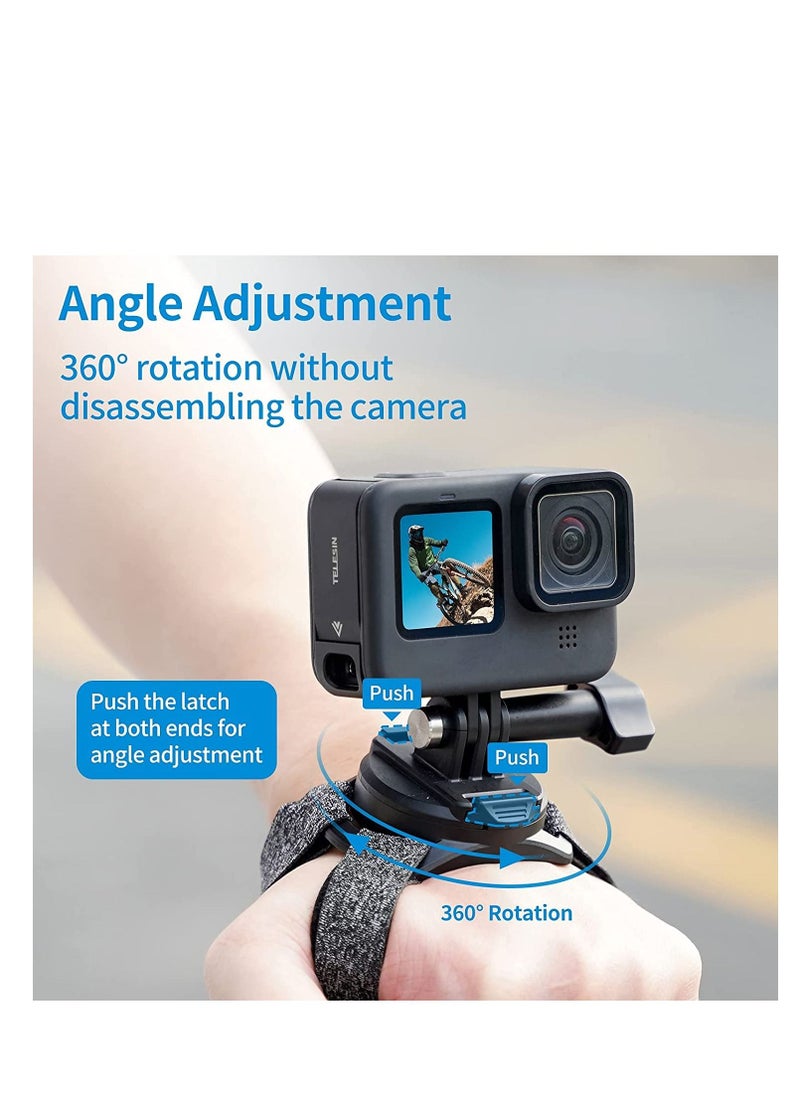 SYOSI - SYOSI Wrist Mount Wrist Strap 360 Rotation Arm Plam Ankle Mount Band Holder Cycling Mount for GoPro Max Hero 10 9 8 7 6 5 Insta360 One R X2 Go2 DJI Osmo Action 2 Camera Accessories - Image 1
