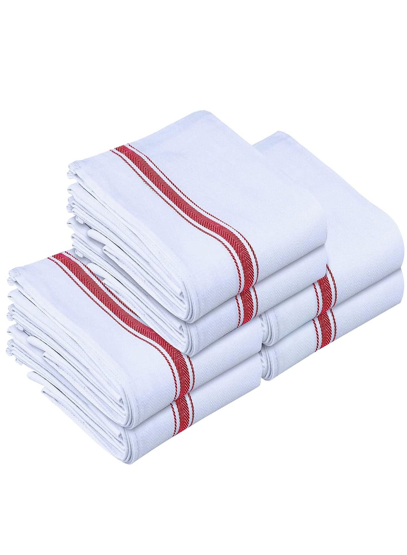 MahMir® Towels Dish Towels,  16x27 Inches ( 40x70 cm ) 100% Ring Spun Cotton Super Absorbent Linen Kitchen Towels, Soft Reusable Cleaning Bar and Tea Towels Set (6 Pack, Red)