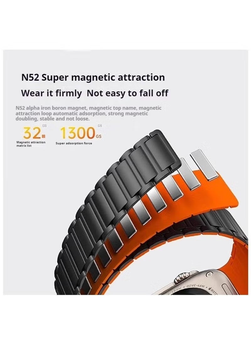 Magnetic Silicone Band for Apple Watch Ultra Ultra2/ 9 8 7 6 5 4 3 2 1 SE,Soft Silicone Waterproof Strap Wristbands Compatible with iWatch Apple Watch Series Ultra 49mm 45mm 44mm 42mm Women Men