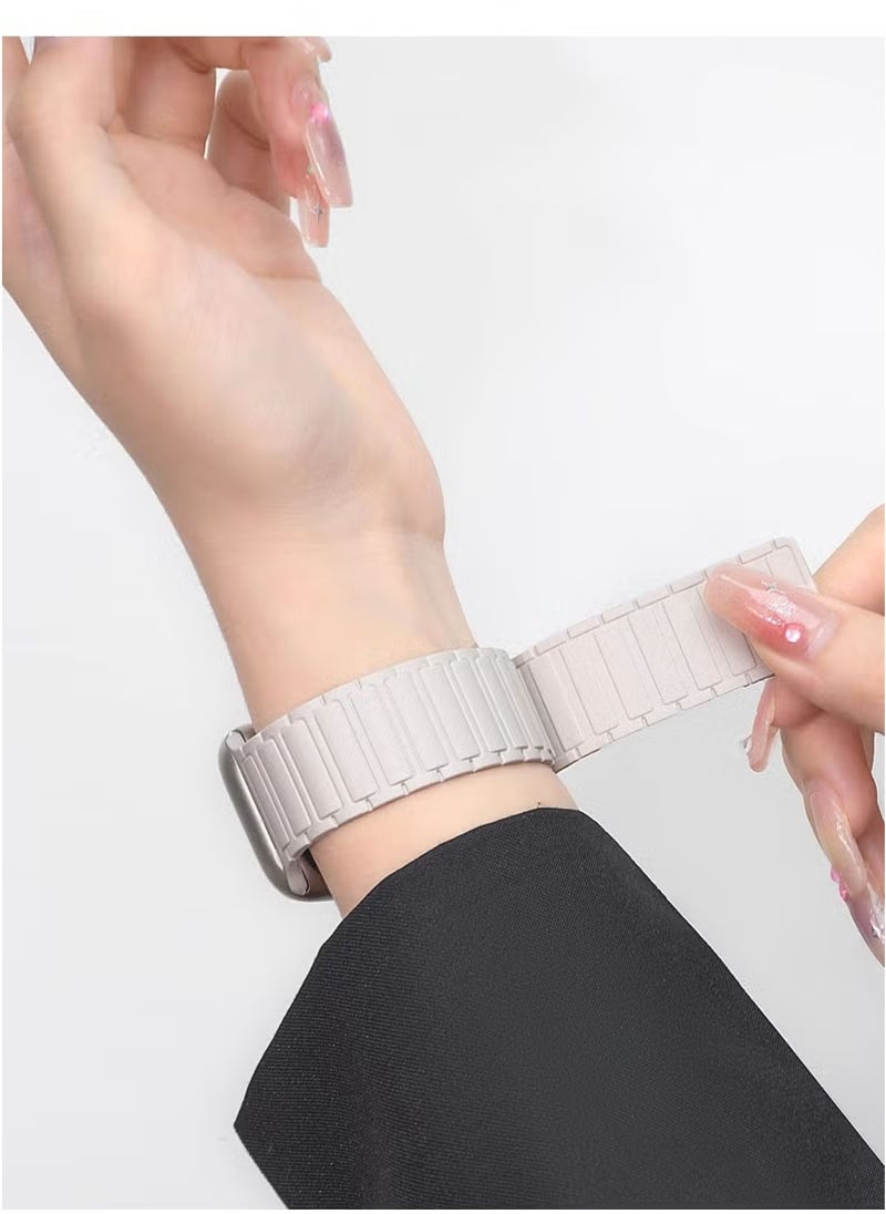 Magnetic Silicone Band for Apple Watch Ultra Ultra2/ 9 8 7 6 5 4 3 2 1 SE,Soft Silicone Waterproof Strap Wristbands Compatible with iWatch Apple Watch Series Ultra 49mm 45mm 44mm 42mm Women Men