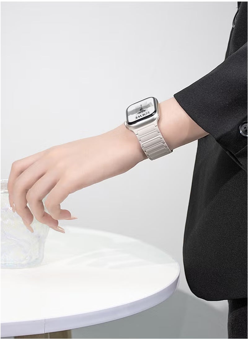 Magnetic Silicone Band for Apple Watch Ultra Ultra2/ 9 8 7 6 5 4 3 2 1 SE,Soft Silicone Waterproof Strap Wristbands Compatible with iWatch Apple Watch Series Ultra 49mm 45mm 44mm 42mm Women Men