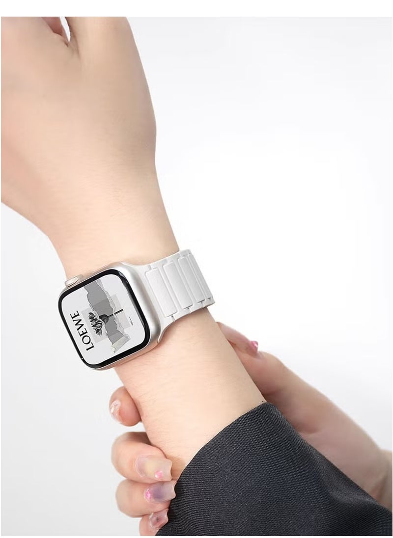 Magnetic Silicone Band for Apple Watch Ultra Ultra2/ 9 8 7 6 5 4 3 2 1 SE,Soft Silicone Waterproof Strap Wristbands Compatible with iWatch Apple Watch Series Ultra 49mm 45mm 44mm 42mm Women Men