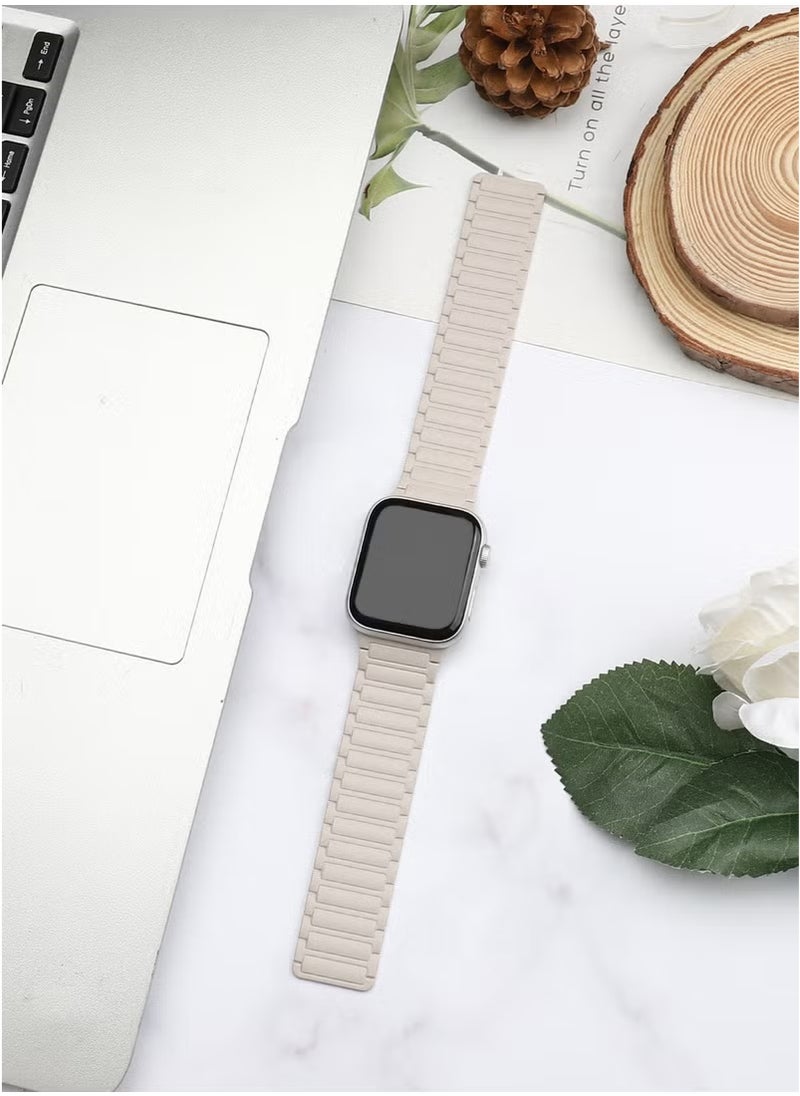 Magnetic Silicone Band for Apple Watch Ultra Ultra2/ 9 8 7 6 5 4 3 2 1 SE,Soft Silicone Waterproof Strap Wristbands Compatible with iWatch Apple Watch Series Ultra 49mm 45mm 44mm 42mm Women Men