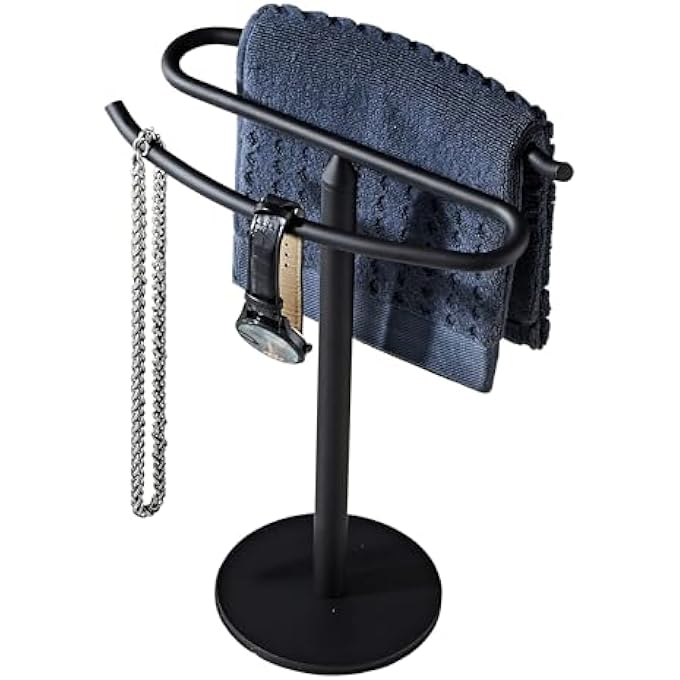 حامل مناشف، رف مناشف قائم بذاته، حامل مناشف، SShape SUS304 من الفولاذ المقاوم للصدأ، حامل مناشف، حامل مناشف، برج بار للحمام، طاولة مطبخ، ملحقات أجهزة، أسود غير لامع - Image 1