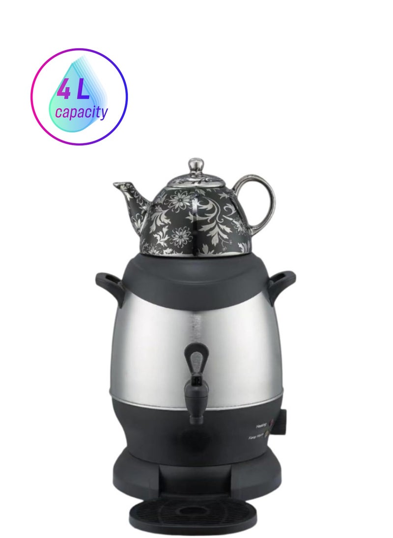 Generic - Electric Tea Kettle Samovar and Tea Maker – 4L 1350W Turkish & Russian Kettle – SK-SH-1068 – Stainless Steel Hot Water Boiler with Temperature Control for Tea, Coffee, Herbal Infusions - Image 1