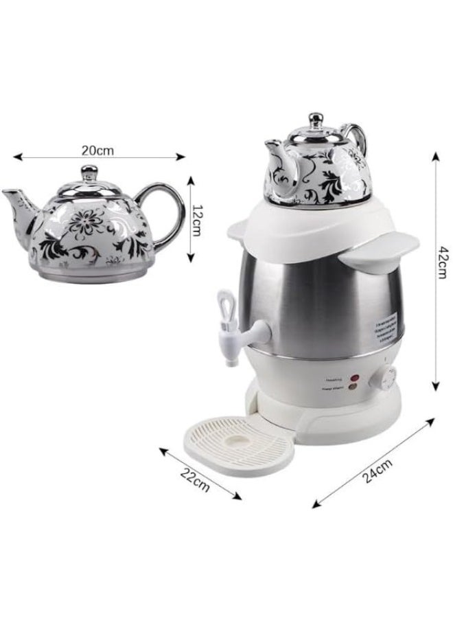 Generic - Electric Tea Kettle Samovar and Tea Maker – 4L 1350W Turkish & Russian Kettle – SK-SH-1068 – Stainless Steel Hot Water Boiler with Temperature Control for Tea, Coffee, Herbal Infusions - Image 1
