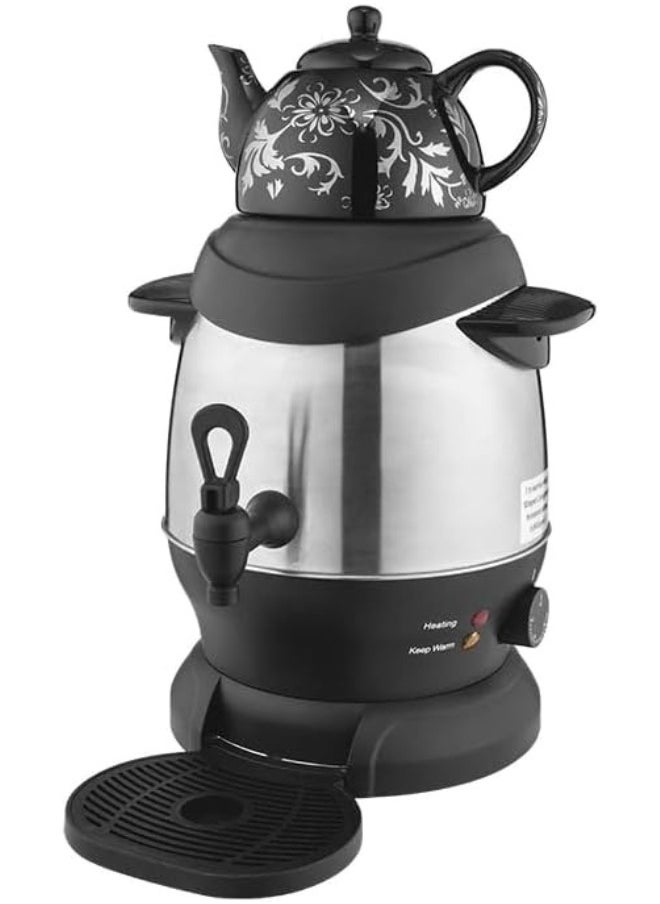 Generic - Electric Tea Kettle Samovar and Tea Maker – 4L 1350W Turkish & Russian Kettle – SK-SH-1068 – Stainless Steel Hot Water Boiler with Temperature Control for Tea, Coffee, Herbal Infusions - Image 1