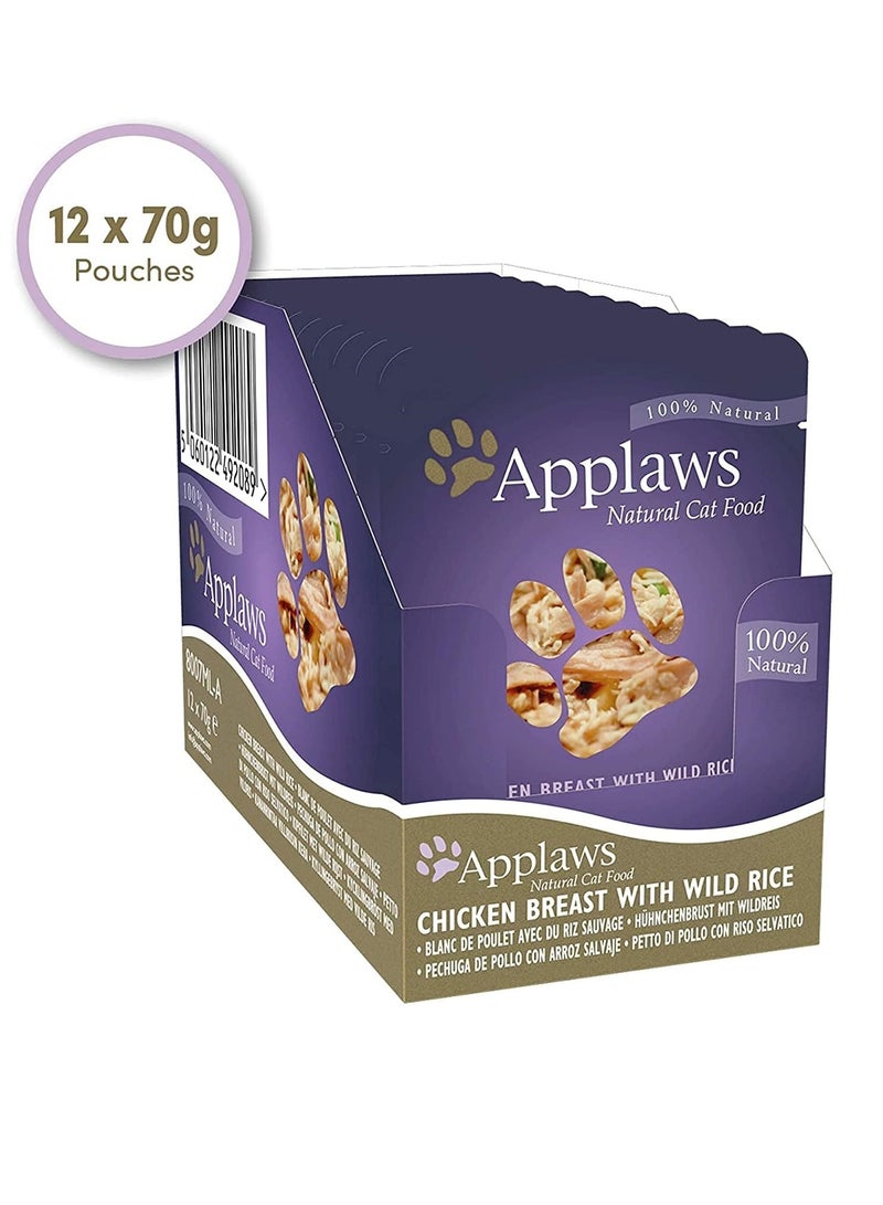 Applaws 12Pc Chicken with Rice Cat Wet Food Pouch 70g - Image 1