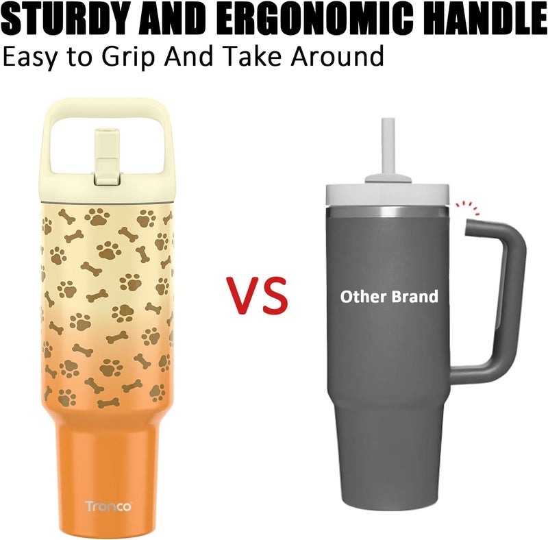 tronco 40 oz Tumbler with Handle and Straw, Leak-Proof Insulated Tumbler with Flip Straw and Top Handle, Reusable Insulated Cup Water Bottle for Home, Outdoors, Fits in Cup Holder, Cold for 30 Hours - Image 4