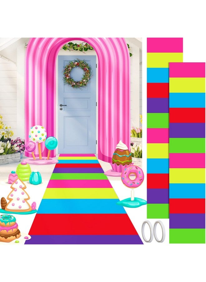 Woanger 2 Pcs 24'' x 10' Colorful Polyester Carpet Runner Runway Rug Hallway Runner Rug Party Decorations with Tape for Themed Birthday Party Supplies(Assorted Color) - Image 1