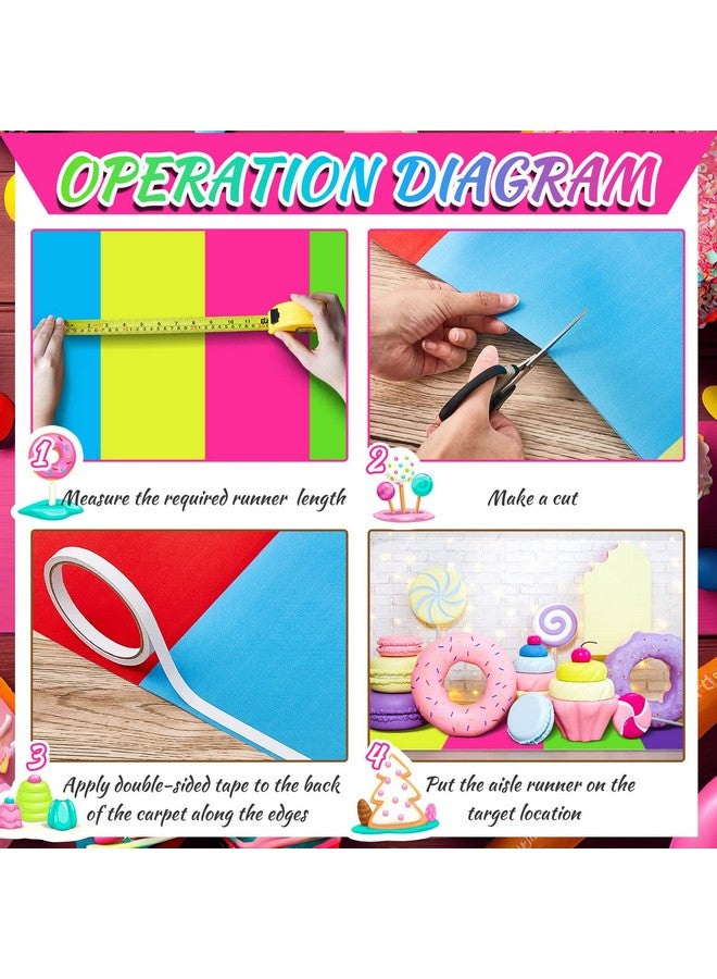 Woanger 2 Pcs 24'' x 10' Colorful Polyester Carpet Runner Runway Rug Hallway Runner Rug Party Decorations with Tape for Themed Birthday Party Supplies(Assorted Color) - Image 4