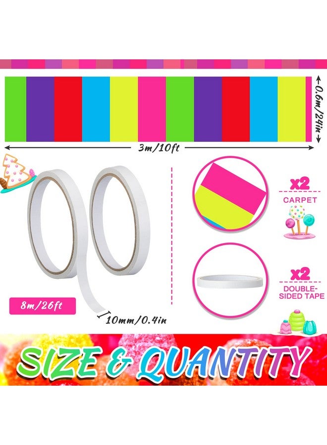 Woanger 2 Pcs 24'' x 10' Colorful Polyester Carpet Runner Runway Rug Hallway Runner Rug Party Decorations with Tape for Themed Birthday Party Supplies(Assorted Color) - Image 2