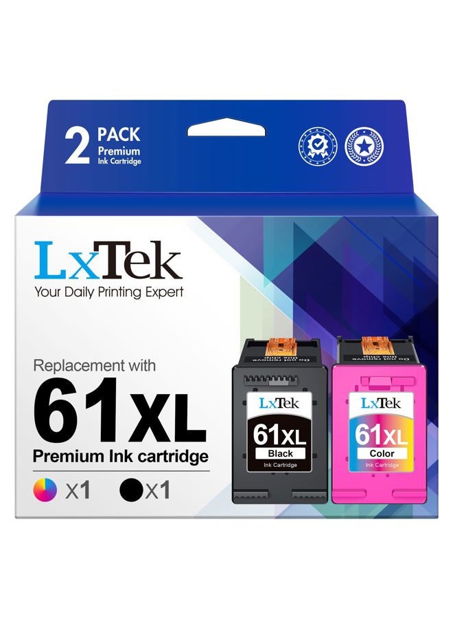 LxTek Remanufactured Ink Cartridge Replacement for HP 61XL 61 XL to use with Envy 4500 5530 5535 Deskjet 2540 1010 Officejet 4632 4634, High Yield(1 Black,1 Tri-Color, 2 Pack) - Image 1