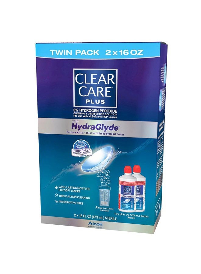 Clear Care Hydraglyde Disinfecting Solution Twin Pack - 16oz - Image 2