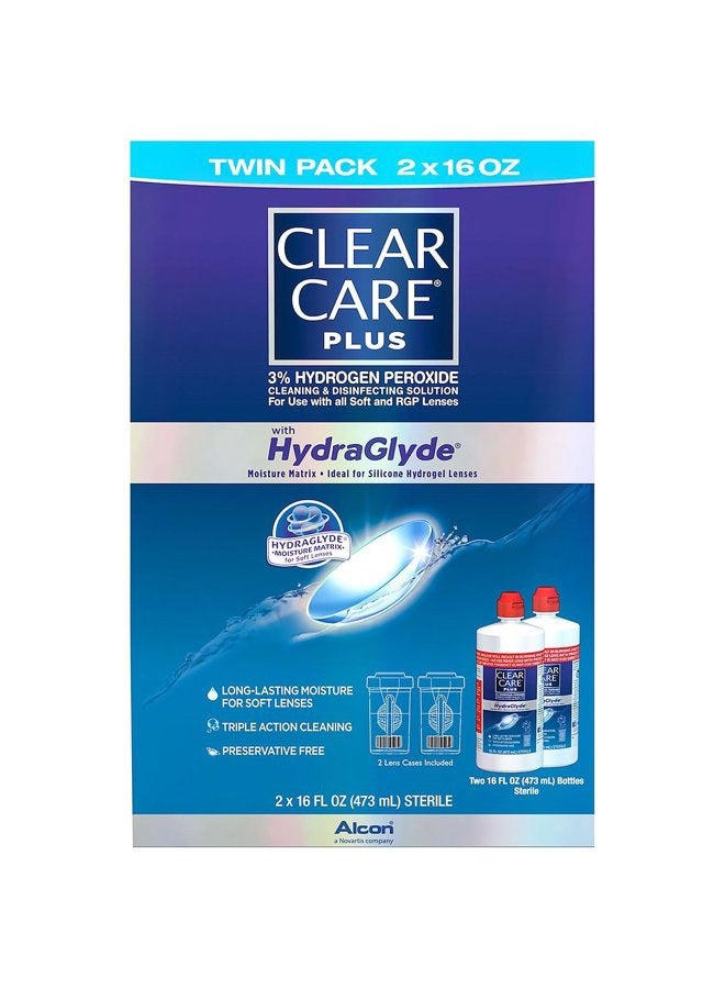 Clear Care Hydraglyde Disinfecting Solution Twin Pack - 16oz - Image 1