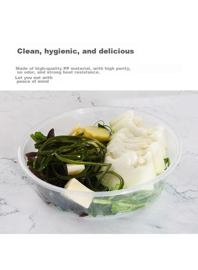 Temeiju Disposable Round Transparent Plastic Lunch Boxes, Thickened With Lids, Takeout Containers, 30 Sets, 3000 Model - Image 4