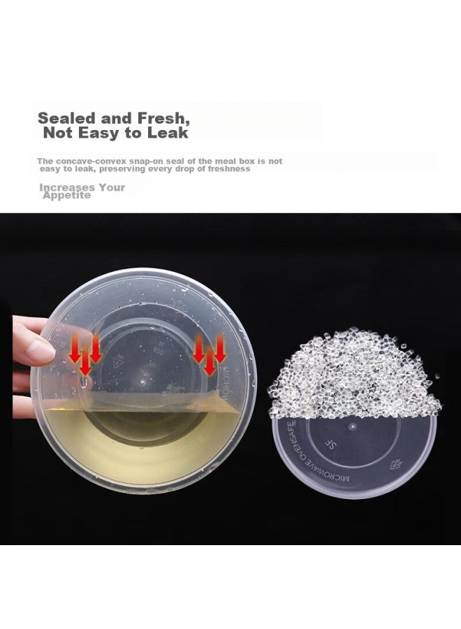 Temeiju Disposable Round Transparent Plastic Lunch Boxes, Thickened With Lids, Takeout Containers, 30 Sets, 3000 Model - Image 3