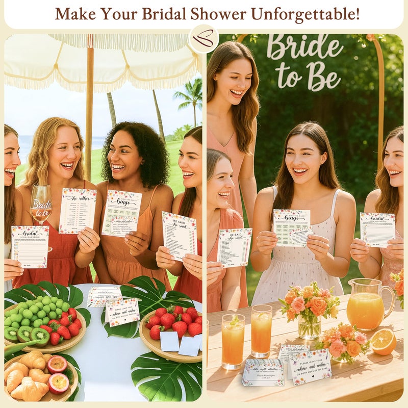 STOFINITY Wildflower Bridal Shower Games for Guests - Wedding Advice and Wishes for The Mr and Mrs, Find The Guest Bingo Bridal Shower Decorations, Funny He Said She Said Would You Rather Game Ideas - Image 5