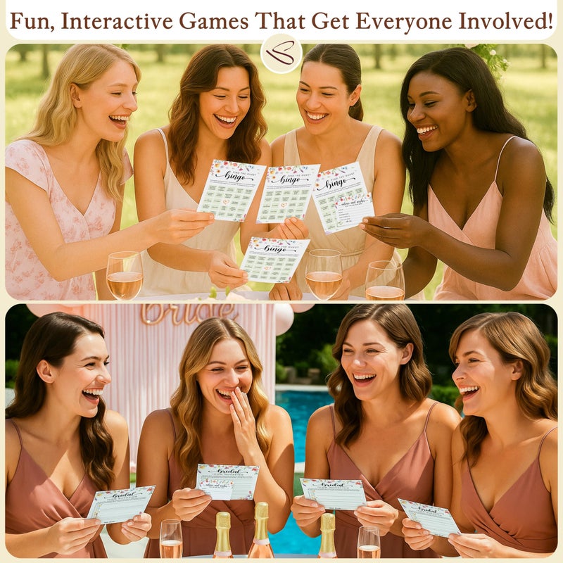 STOFINITY Wildflower Bridal Shower Games for Guests - Wedding Advice and Wishes for The Mr and Mrs, Find The Guest Bingo Bridal Shower Decorations, Funny He Said She Said Would You Rather Game Ideas - Image 4