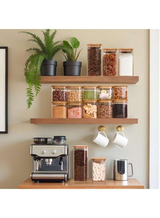 مجموعة من 6 قطعة برطمانات تخزين زجاجية سعة 200 مل مع اغطية لتخزين التوابل والقهوة والشاي والبسكويت والمكسرات والتوابل. - Image 2