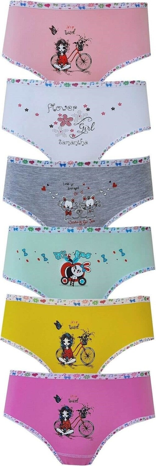 Tutku Elastane Printed Girl's Panties 6-Pack  - Image 1