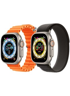 vesus Silicone Ocean Band Strap Orange Trail Loop strap Black/Gray Set of 2 for Apple Watch Ultra 8 49mm 