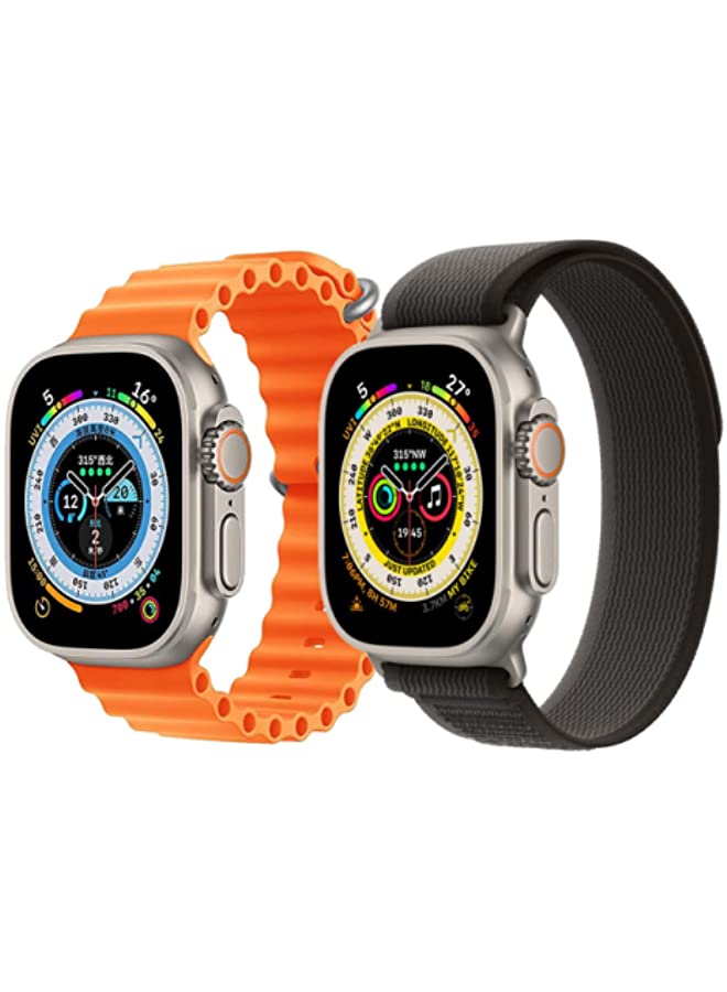 vesus Silicone Ocean Band Strap Orange Trail Loop strap Black/Gray Set of 2 for Apple Watch Ultra 8 49mm