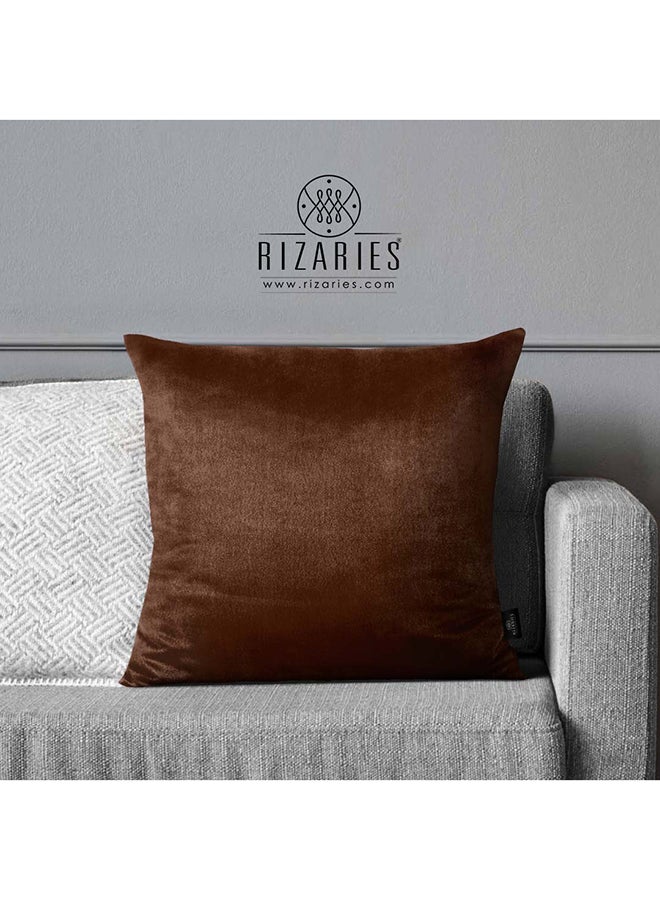 RIZARIES SuperSoft Plain Dark Brown Throw Pillow - Image 1