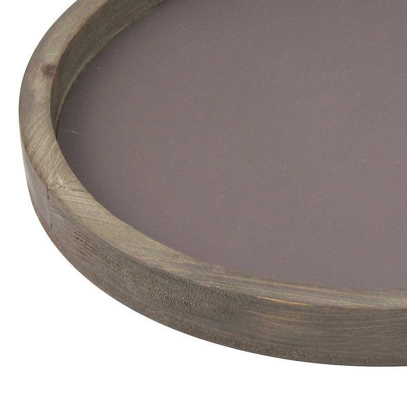 Stonebriar صينية ستونبريار الكبيرة 11.8" المزخرفة من الخشب الطبيعي والمعدن بتصميم ريفي مهترئ - Image 3