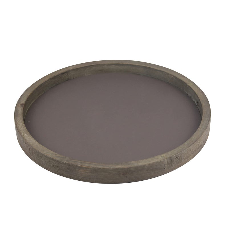 Stonebriar صينية ستونبريار الكبيرة 11.8" المزخرفة من الخشب الطبيعي والمعدن بتصميم ريفي مهترئ - Image 2