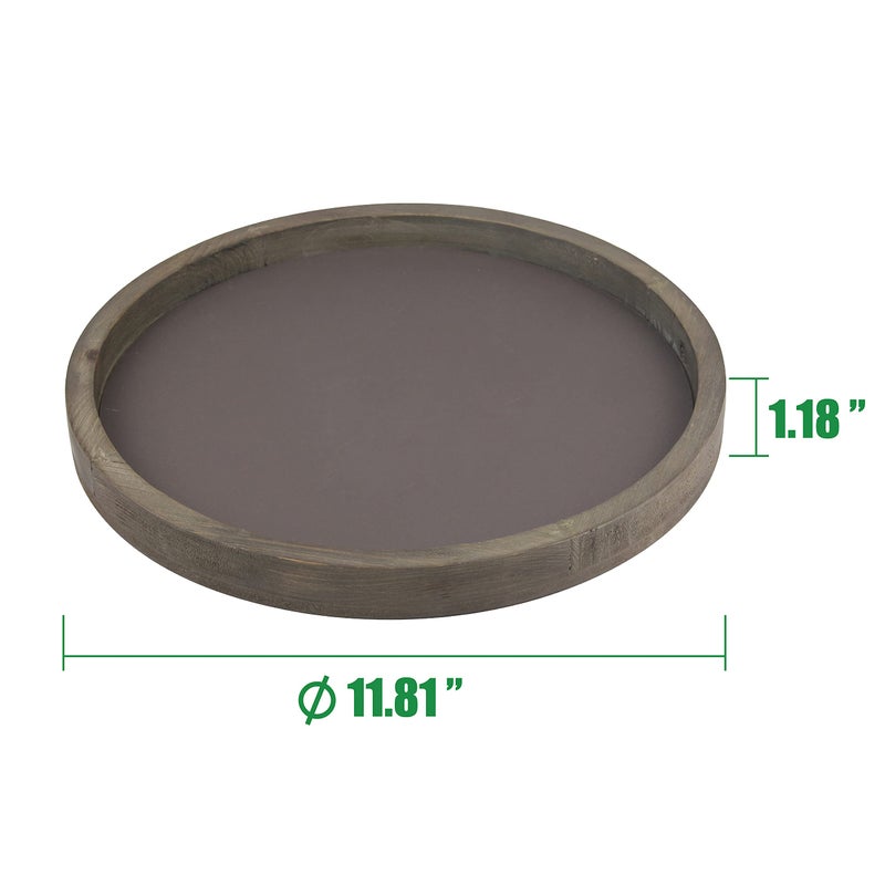 Stonebriar صينية ستونبريار الكبيرة 11.8" المزخرفة من الخشب الطبيعي والمعدن بتصميم ريفي مهترئ - Image 4