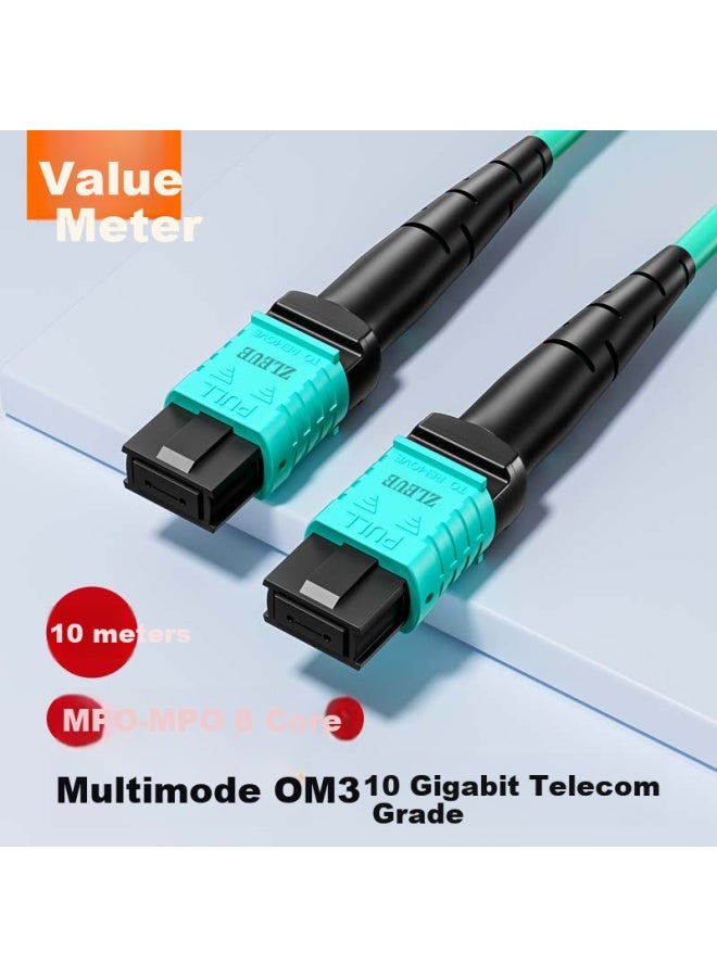 8-core Mpo-mpo Fiber Optic Patch Cord Female B Polarity Compatible Mtp 3 Multimode 10g/40g/100g Optical Module Bundle Fiber Cable 10m Q3-pp810