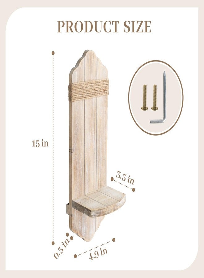 CEDARLUX Wall Candle Sconces Set of Two, Rustic Washable White Wood Wall Candle Holder Decor, Farmhouse Wooden Candle Holder Wall Decorations for Fireplace, Hallway, Living Room, Bedroom - Image 2