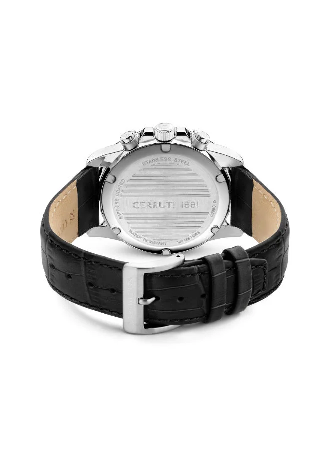 CERRUTI 1881  Manciano Men's 43mm Chronograph Watch with Matte White Dial & Black Leather Strap for Men | Best Price UAE
