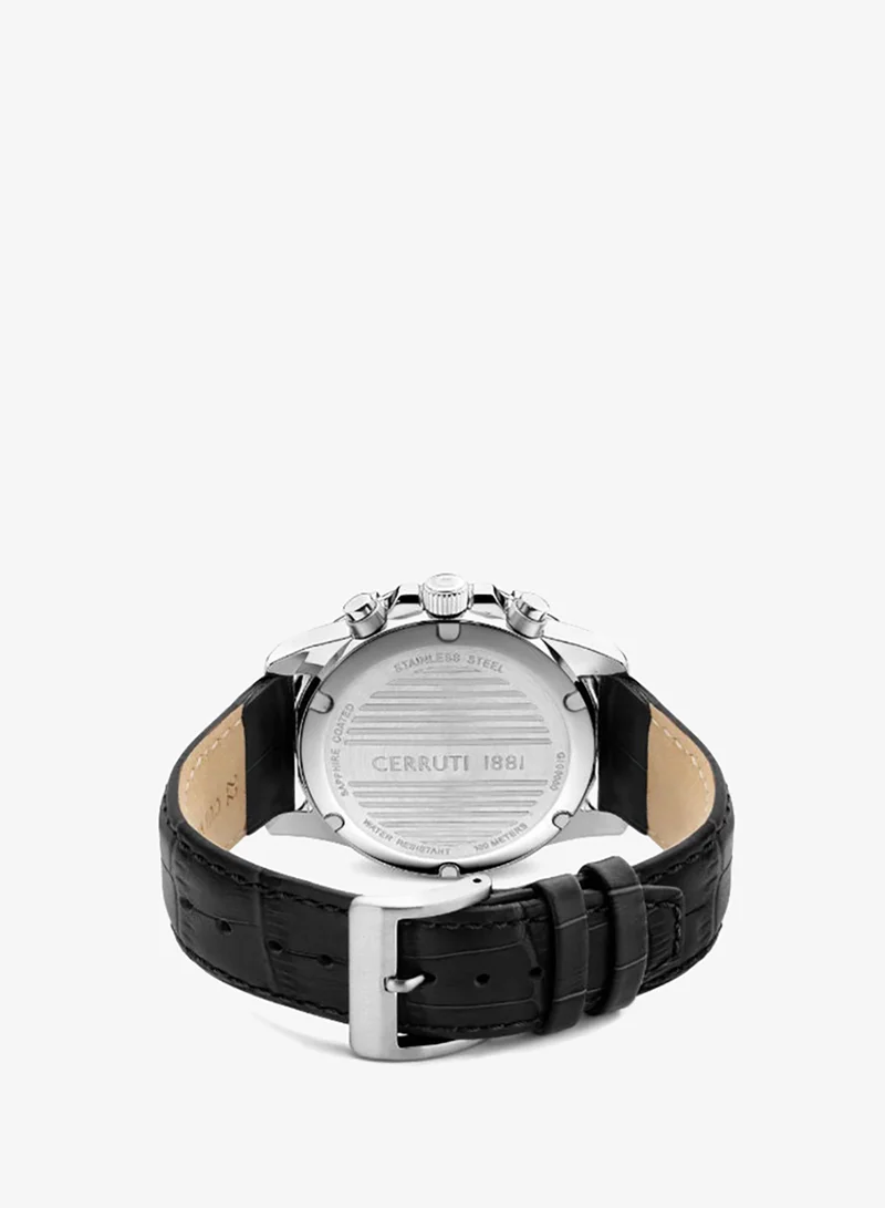 CERRUTI 1881  Manciano Men's 43mm Chronograph Watch with Matte White Dial & Black Leather Strap for Men | Best Price UAE