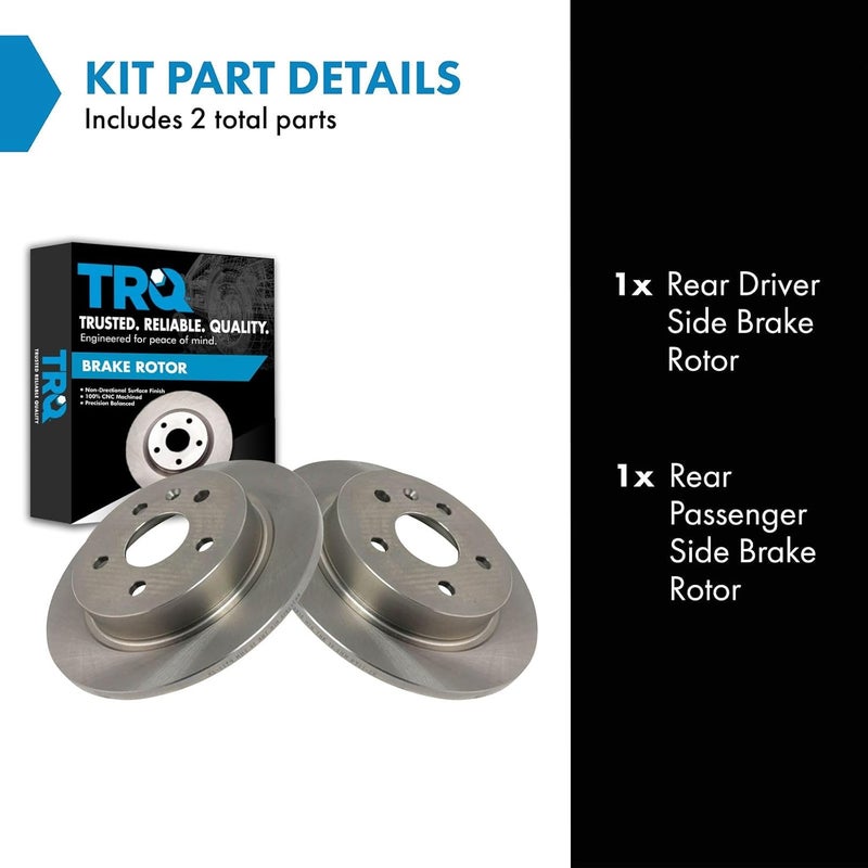 TRQ Rear Brake Rotor Set Solid Compatible with 2012-2016 Buick LaCrosse 2011-2017 Regal 2013-2015 Chevrolet Malibu 2016 Malibu Limited - Image 2