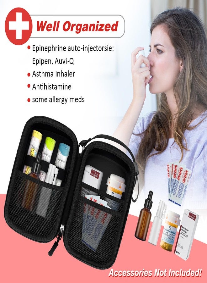MEDMAX حقيبة حمل طبية من MEDMAX لحمل أقلام الإبينفرين، حقيبة تنظيم أدوية السفر الصلبة المصنوعة من مادة EVA الماصة للصدمات، حقيبة طبية للطوارئ تتسع لـ 3 أقلام إبينفرين، وجهاز استنشاق الربو، ومستلزمات أدوية الحساسية، كبيرة (حمراء) - Image 2