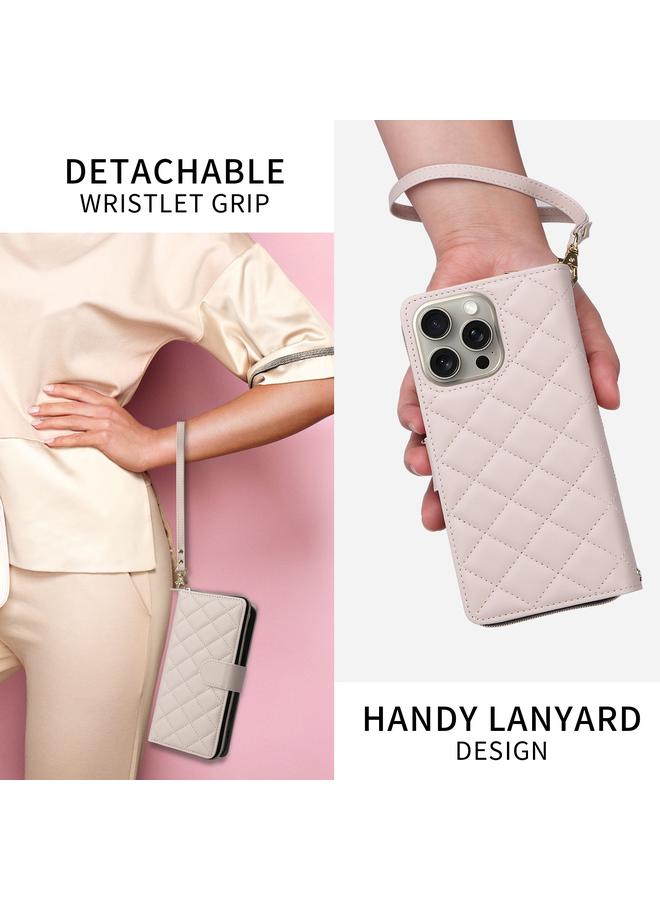 زبون جراب هاتف iPhone 13 mini Crossbody بسحاب معيني الشكل ومشبك من الجلد مع حبل تعليق - Image 5