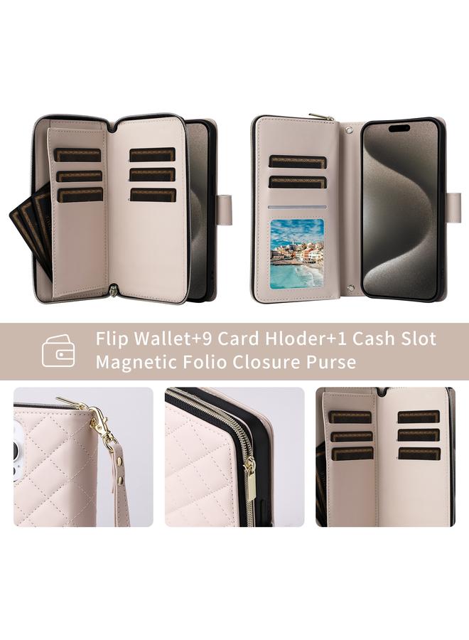 زبون جراب هاتف iPhone 13 mini Crossbody بسحاب معيني الشكل ومشبك من الجلد مع حبل تعليق - Image 4