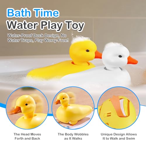 SOCBTNSO 2Pack Duck Bathtub Pool Toys Realistic Walking Ducks Waterproof Baby Bath Toys Gift for Toddler Boys Girls - Image 5