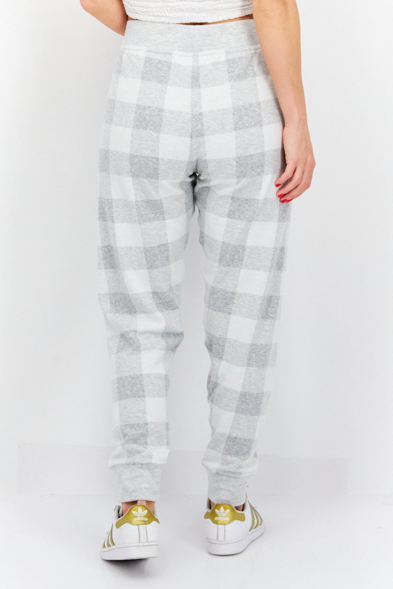 Felina Women Regular Fit Checkered Jogger Pants, Grey - Image 3