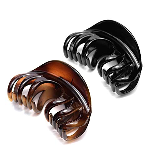 Youxuan Hair Claw for Women, 4 Inch Pretty Hair Clip, Hair Grip for Thick Hair, Black and Coffee - Image 1
