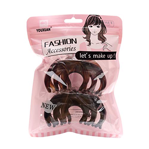 Youxuan Hair Claw for Women, 4 Inch Pretty Hair Clip, Hair Grip for Thick Hair, Black and Coffee - Image 2